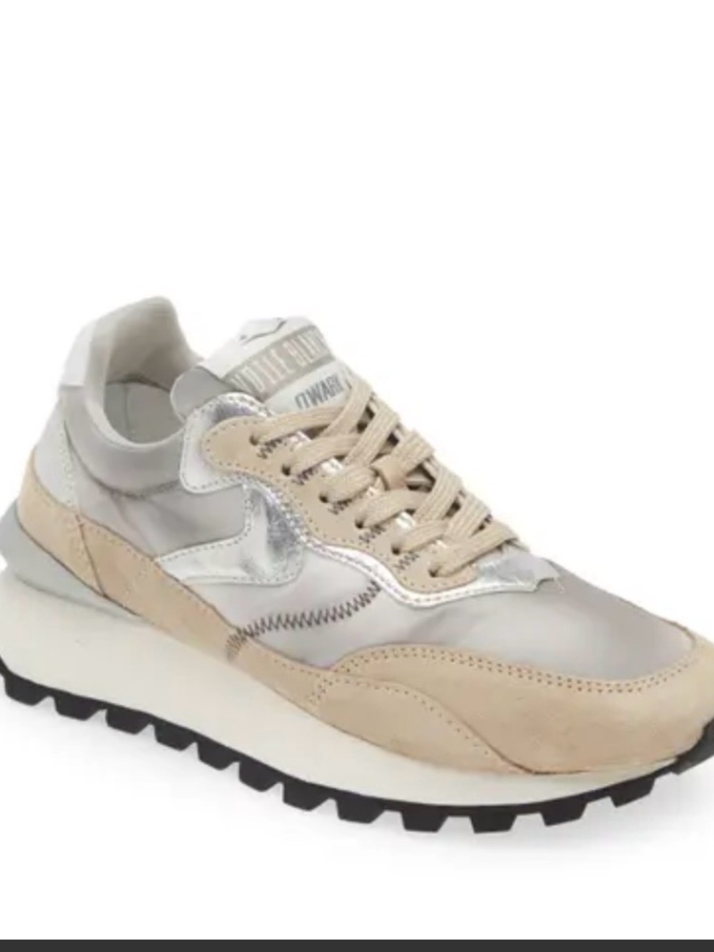 Voile Blanche Beige and Silver Mixed-Material Women’s Sneakers size 40